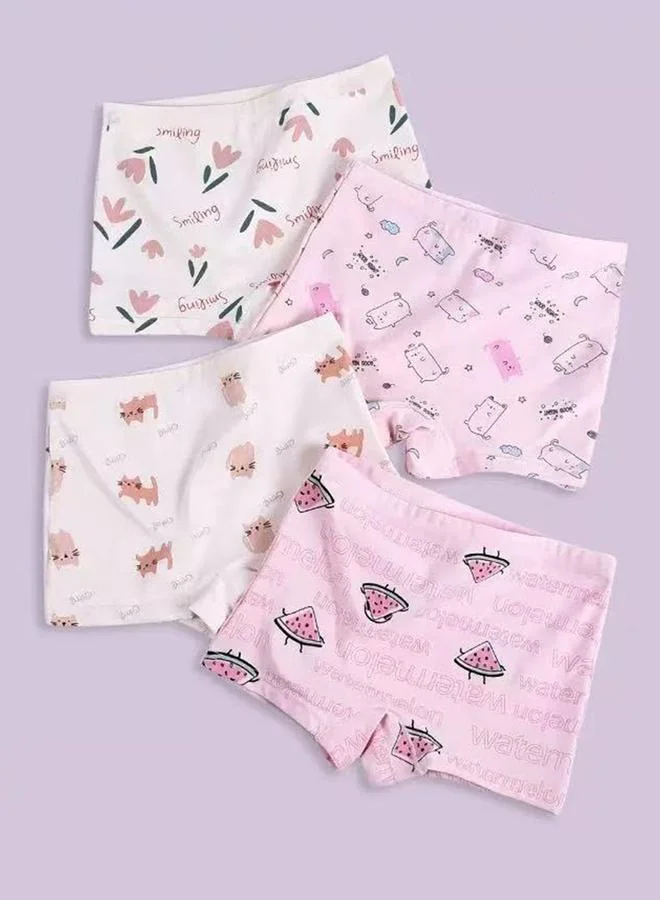 ستايلي عبوة من 4 قطع - سراويل داخلية قطنية مطبوعة للبنات